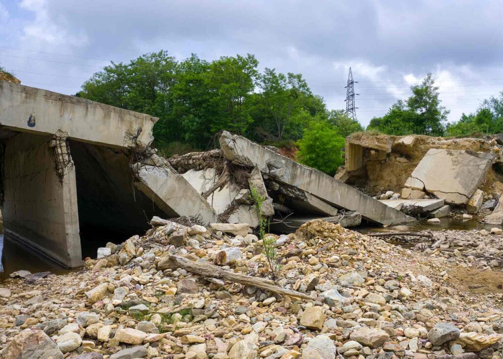 A collapsed bridge