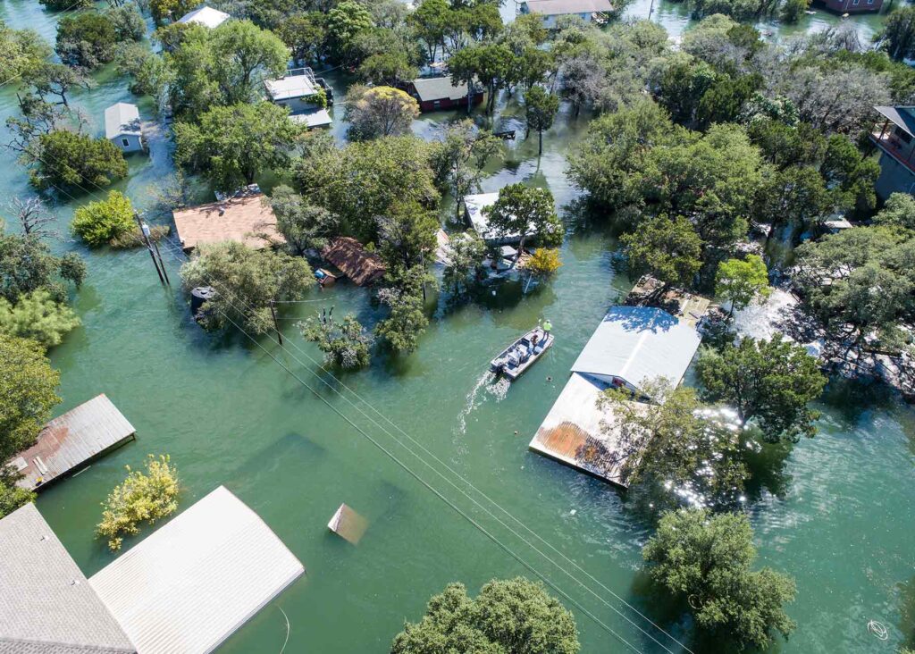 Ariel view of a flood after a hurricane