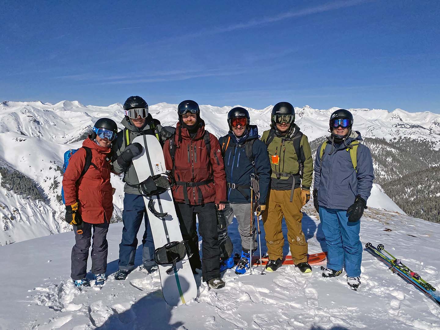 The Roaring Fork Engineering team on a heliskiing trip